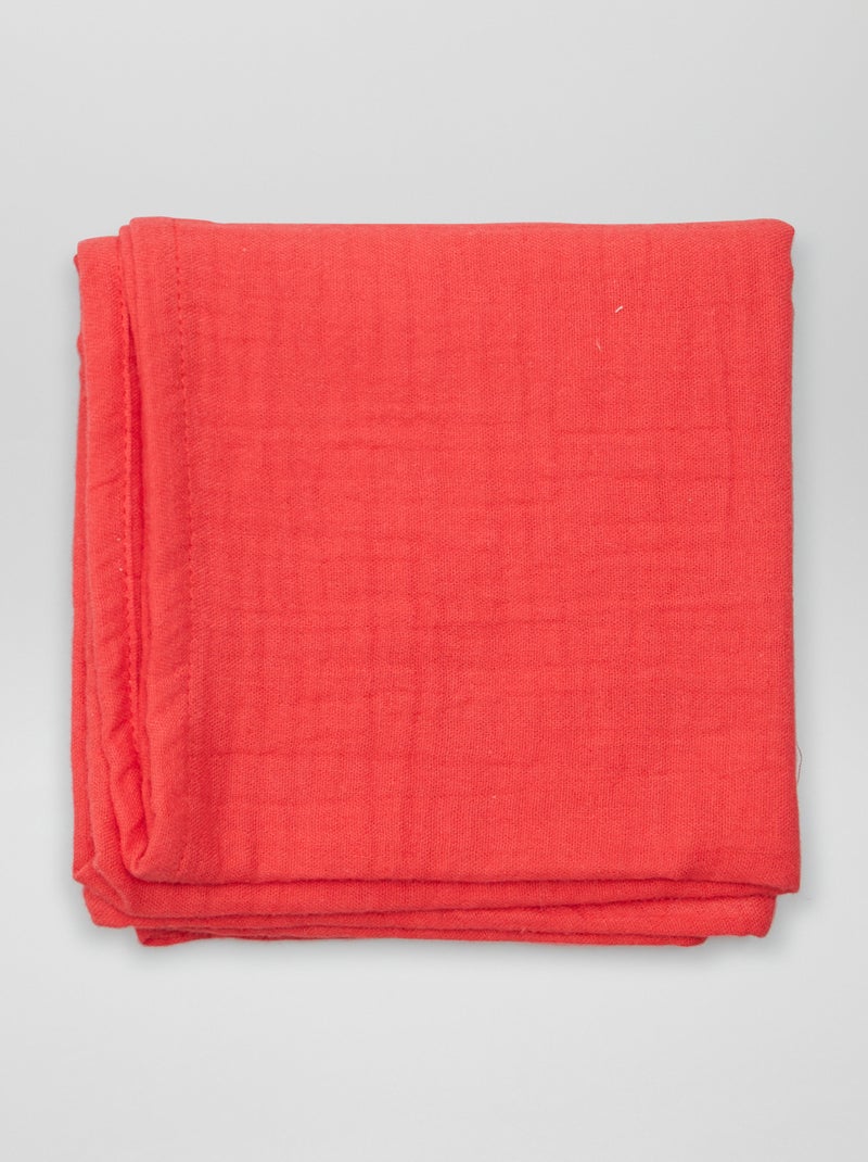 Lot de 3 langes en gaze de coton Blanc/rouge/rose - Kiabi