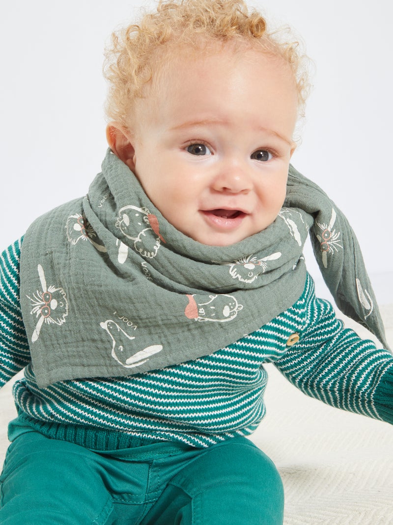 Lot de 3 langes en gaze de coton Gris - Kiabi