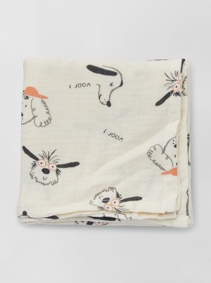 Lot de 3 langes en gaze de coton Gris - Kiabi