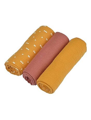 Lot de 3 langes en gaze de coton