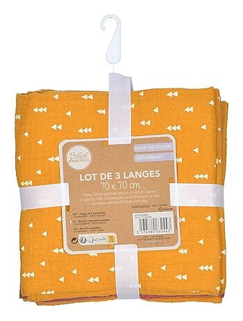 Lot de 3 langes en gaze de coton