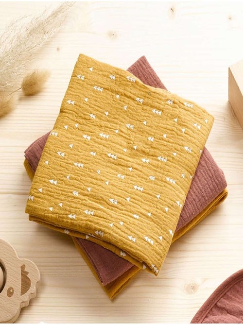 Lot de 3 langes en gaze de coton - Kiabi