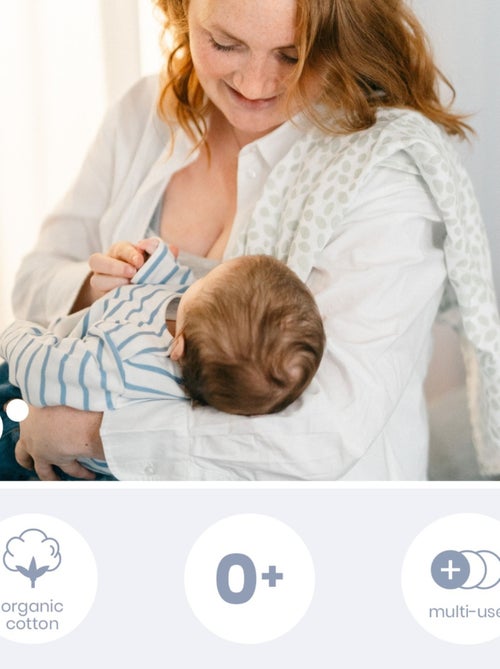 Lot de 3 langes en gaze de coton Lovely Mini Leaves Green 'Doomoo' - Kiabi