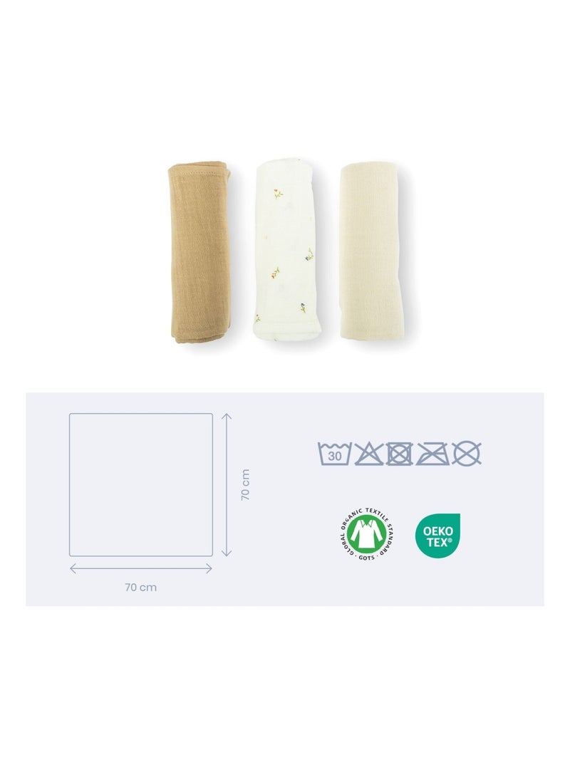 Lot de 3 langes en gaze de coton Lovely Sweety Cream 'Doomoo' Beige - Kiabi