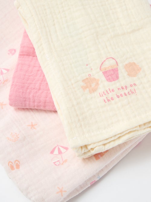 Lot de 3 langes en gaze de coton - Kiabi