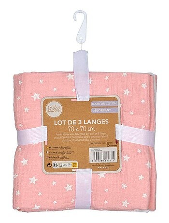 Lot de 3 langes en gaze de coton