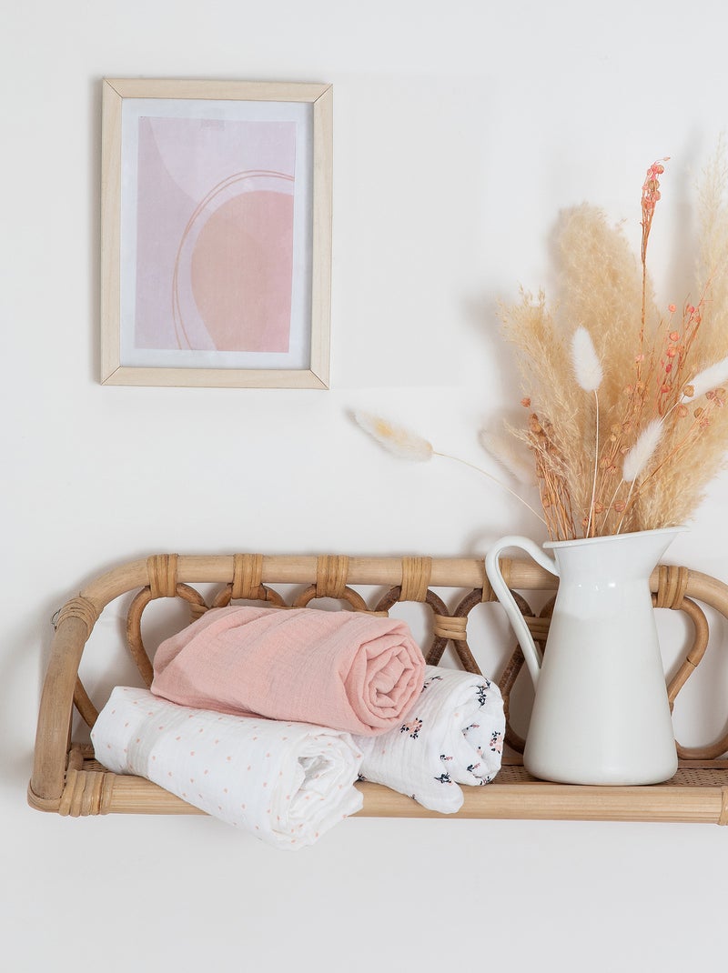 Lot de 3 langes en gaze de coton Rose - Kiabi