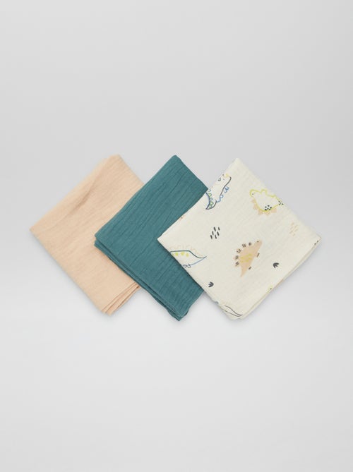 Lot de 3 langes en gaze de coton - Kiabi