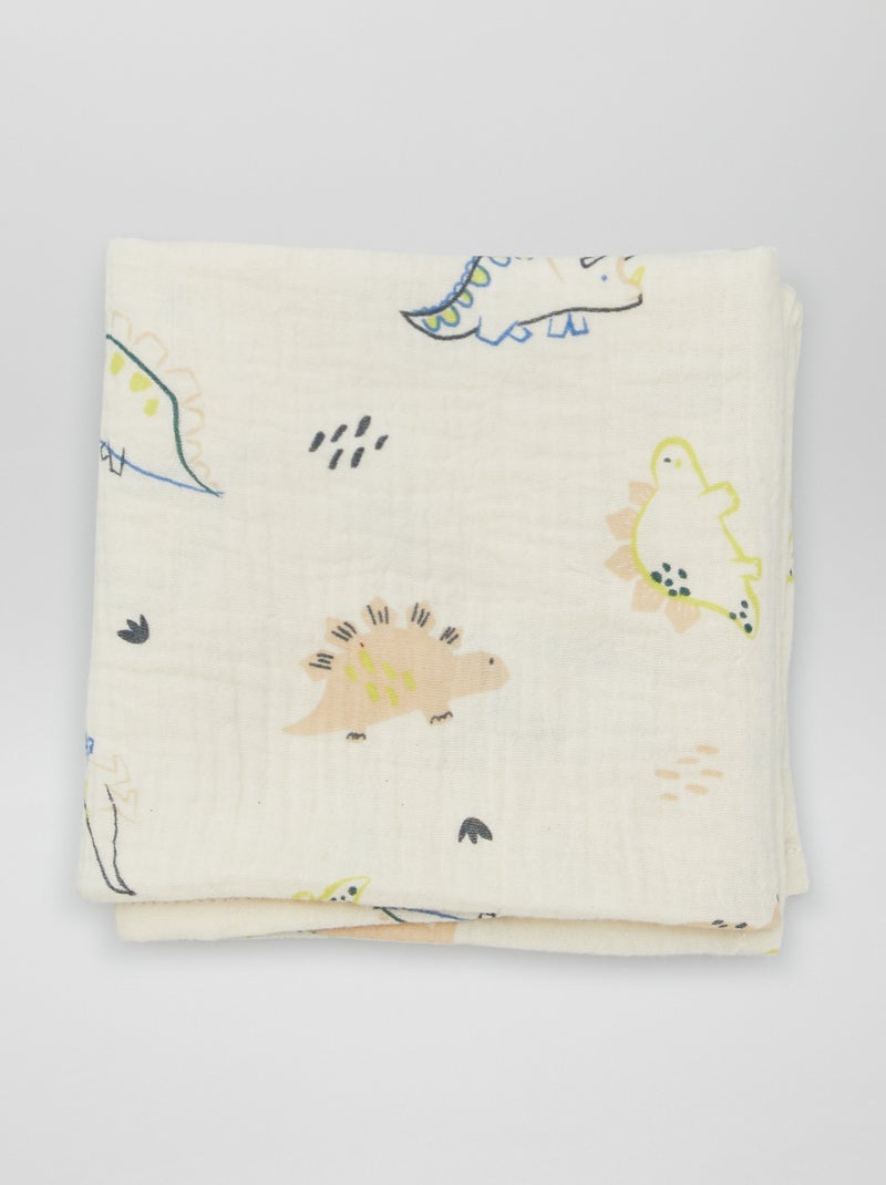 Lot de 3 langes en gaze de coton Vert/beige - Kiabi