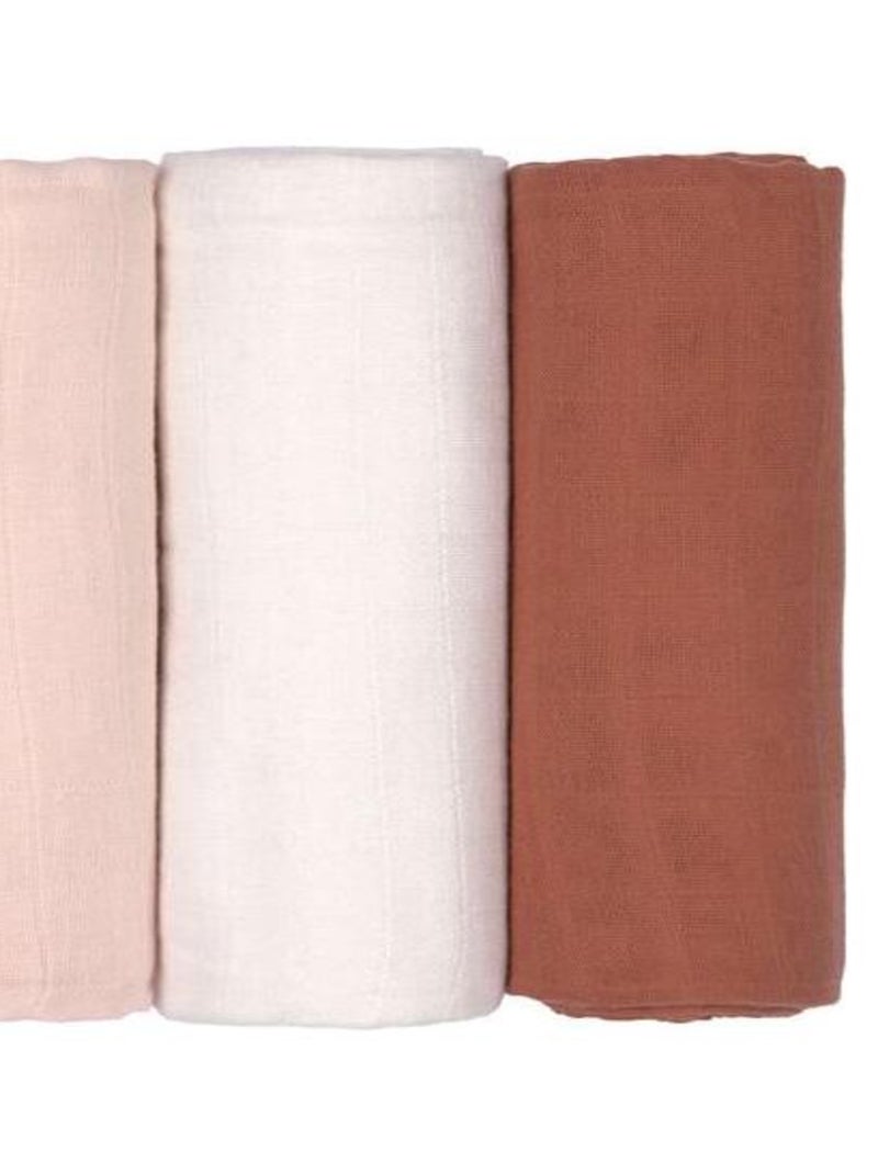 Lot de 3 langes en mousseline Rose poudré Rose - Kiabi