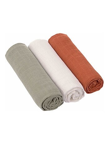 Lot de 3 langes en mousseline Rouille