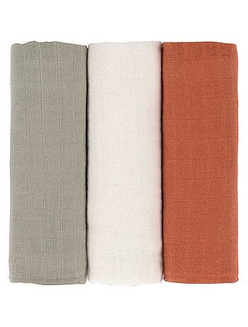 Lot de 3 langes en mousseline Rouille