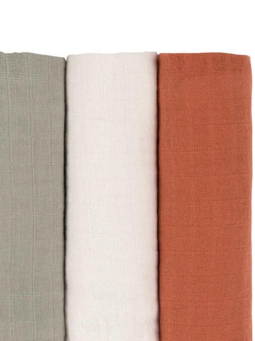 Lot de 3 langes en mousseline Rouille - Kiabi
