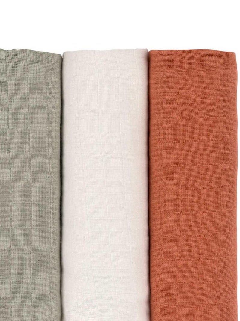 Lot de 3 langes en mousseline Rouille Multicolore - Kiabi