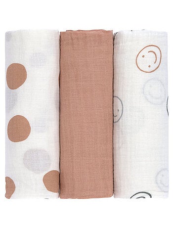 Lot de 3 langes en mousseline Tiny Smile