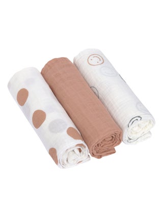 Lot de 3 langes en mousseline Tiny Smile