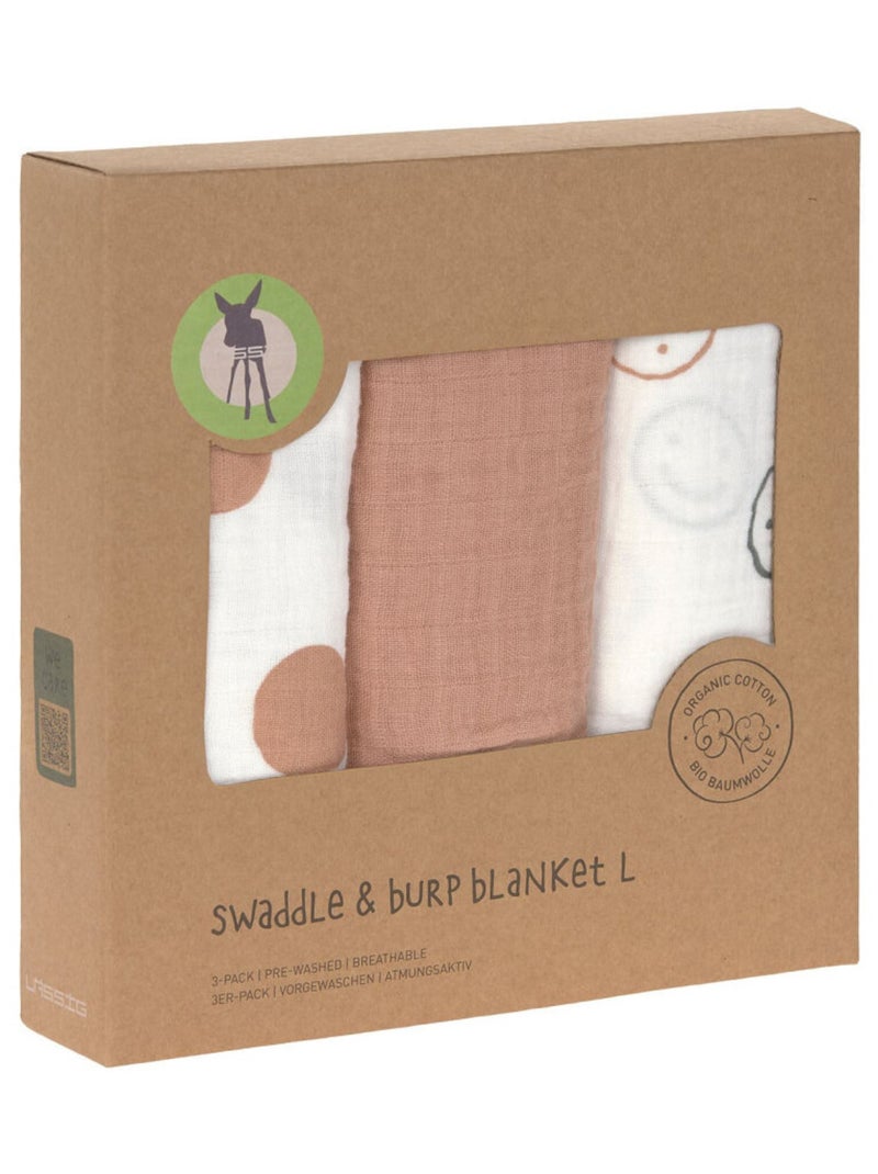 Lot de 3 langes en mousseline Tiny Smile Blanc - Kiabi
