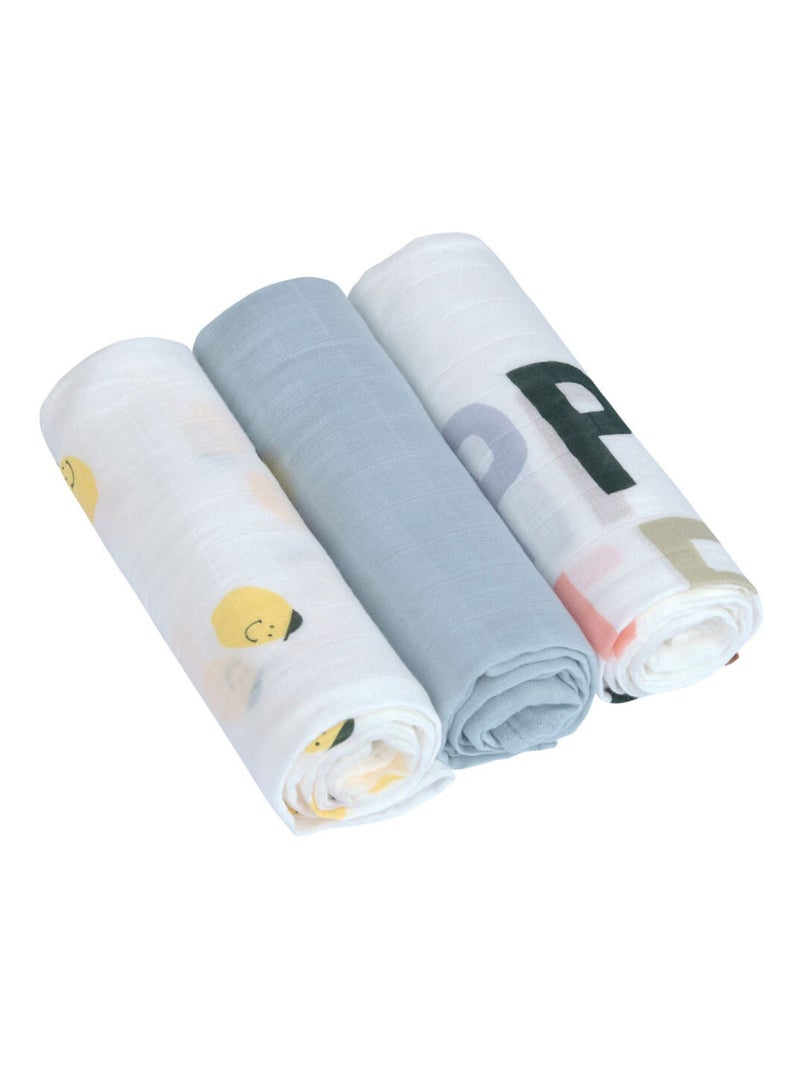 Lot de 3 langes Happy Fruits Citron Multicolore - Kiabi