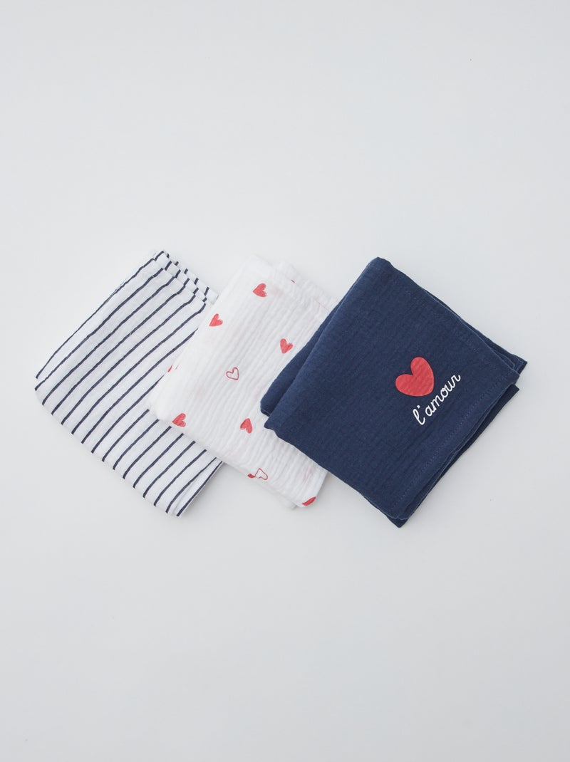 Lot de 3 langes Marine - Kiabi