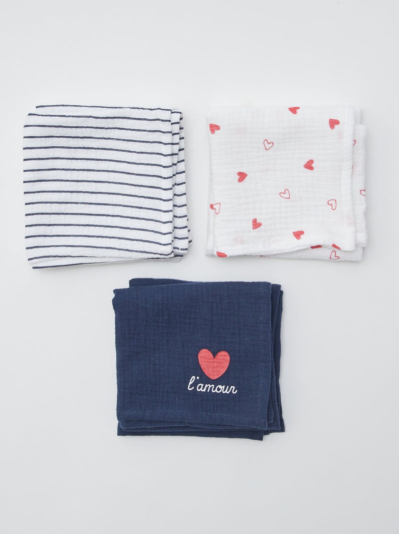 Lot de 3 langes Marine - Kiabi