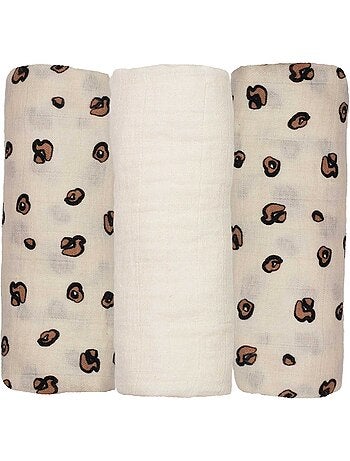 Lot de 3 langes motif léopard