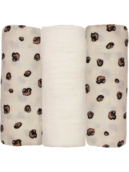 Lot de 3 langes motif léopard - Kiabi Lot de 3 langes motif léopard - Kiabi