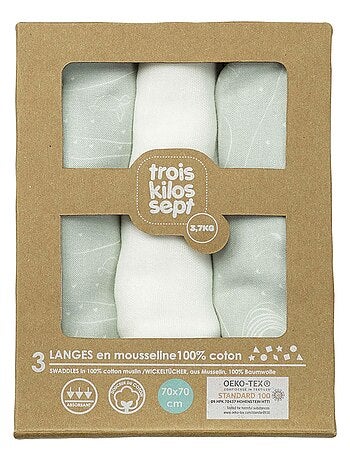 Lot de 3 langes OEKO-TEX® STANDARD 100