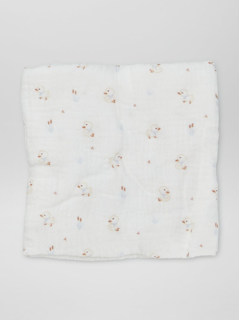 Lot de 3 langes unisexe en éponge Blanc/bleu - Kiabi
