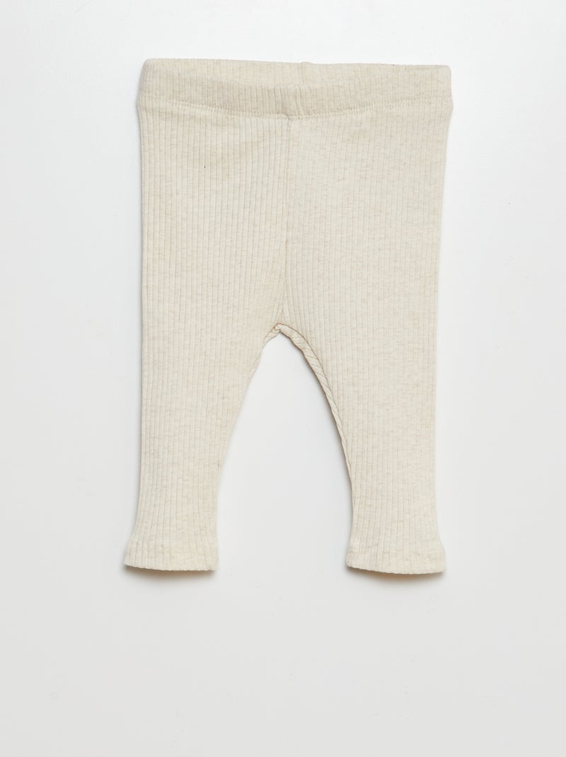 Lot de 3 leggings côtelés Gris/bleu/beige - Kiabi