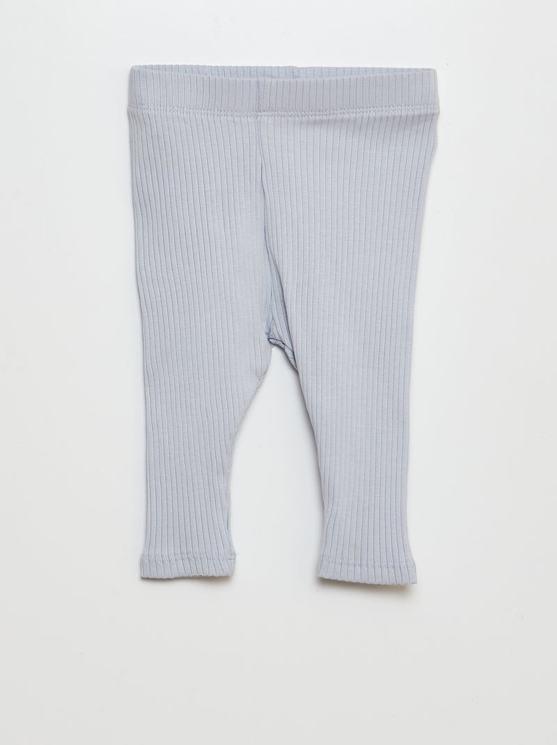 Lot de 3 leggings côtelés Gris/bleu/beige - Kiabi