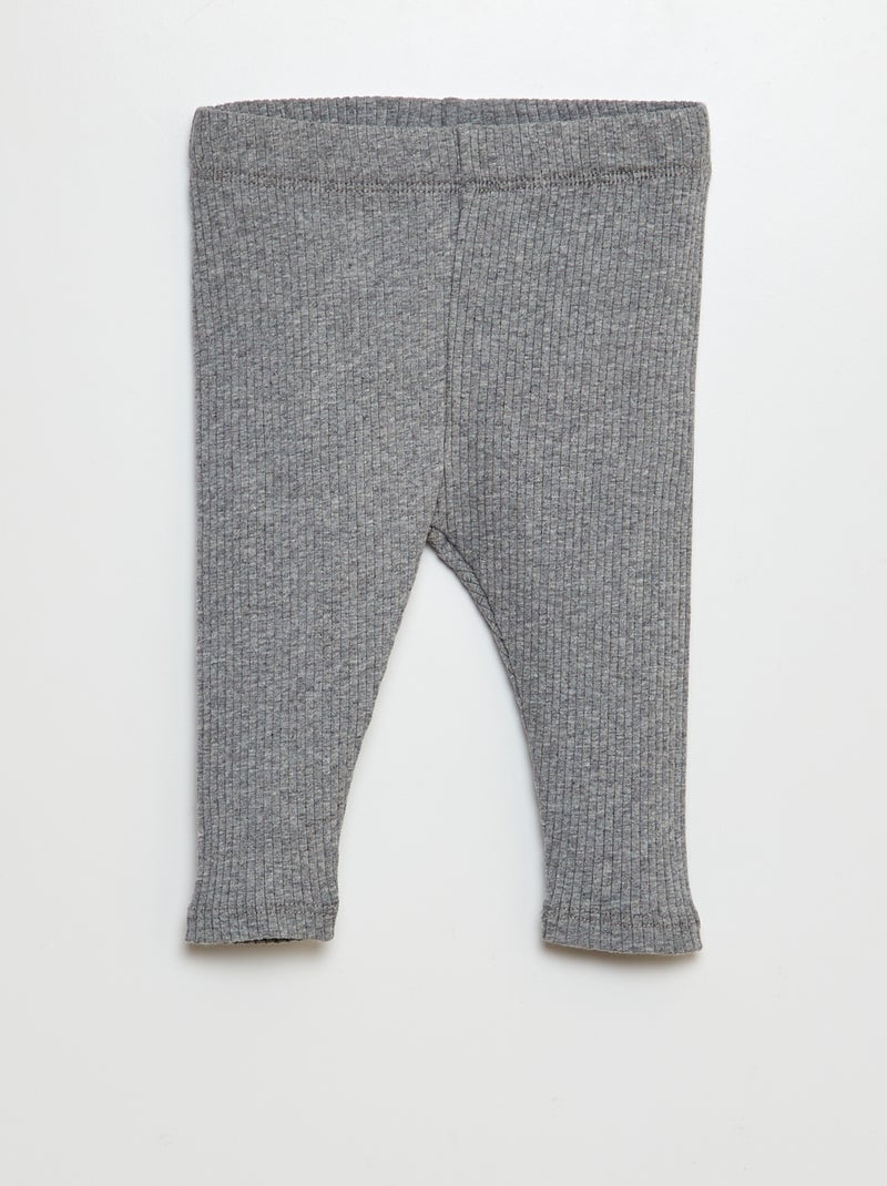 Lot de 3 leggings côtelés Gris/bleu/beige - Kiabi