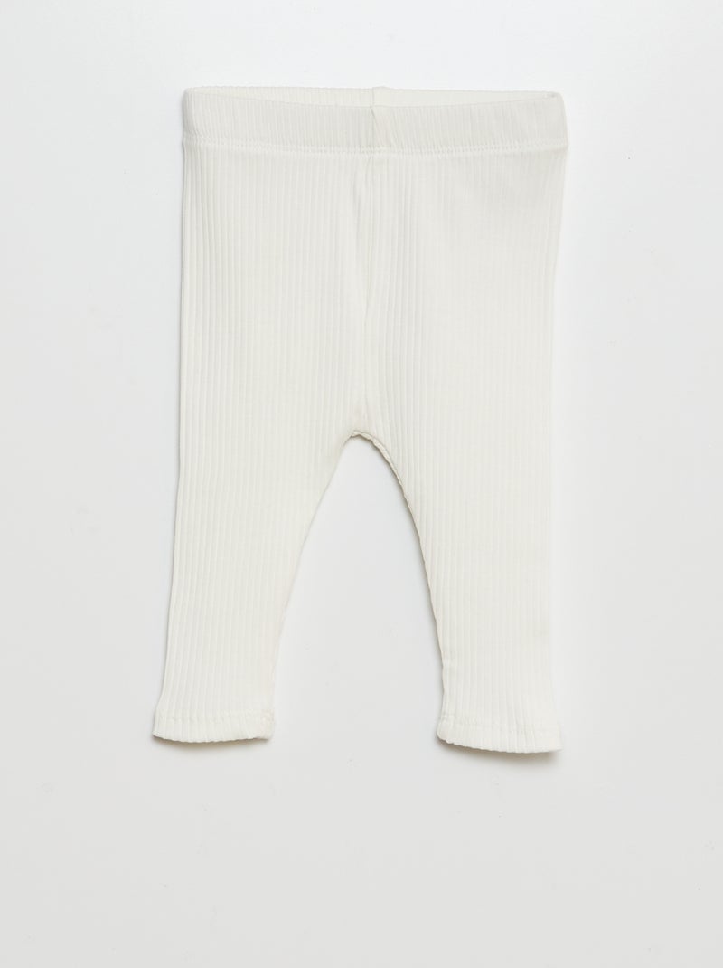 Lot de 3 leggings côtelés Rose/blanc - Kiabi