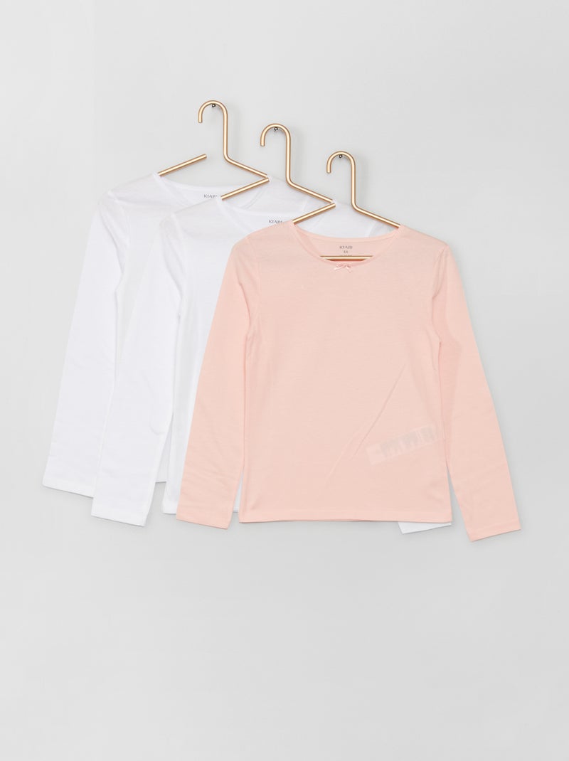Lot de 3 maillots de corps blanc/rose - Kiabi