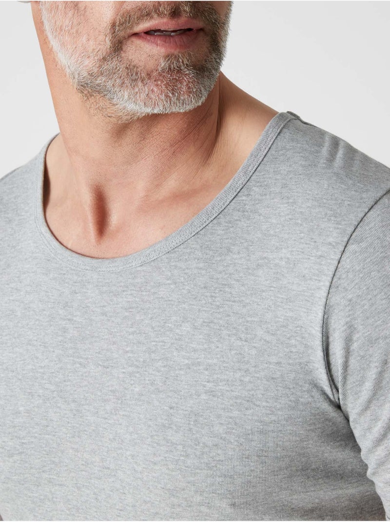 Lot de 3 maillots de corps col rond - DAXON Gris chiné - Kiabi