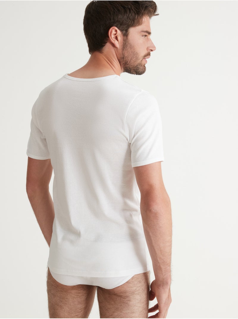 Lot de 3 maillots de corps col V coton - DAXON Blanc Blanc - Kiabi