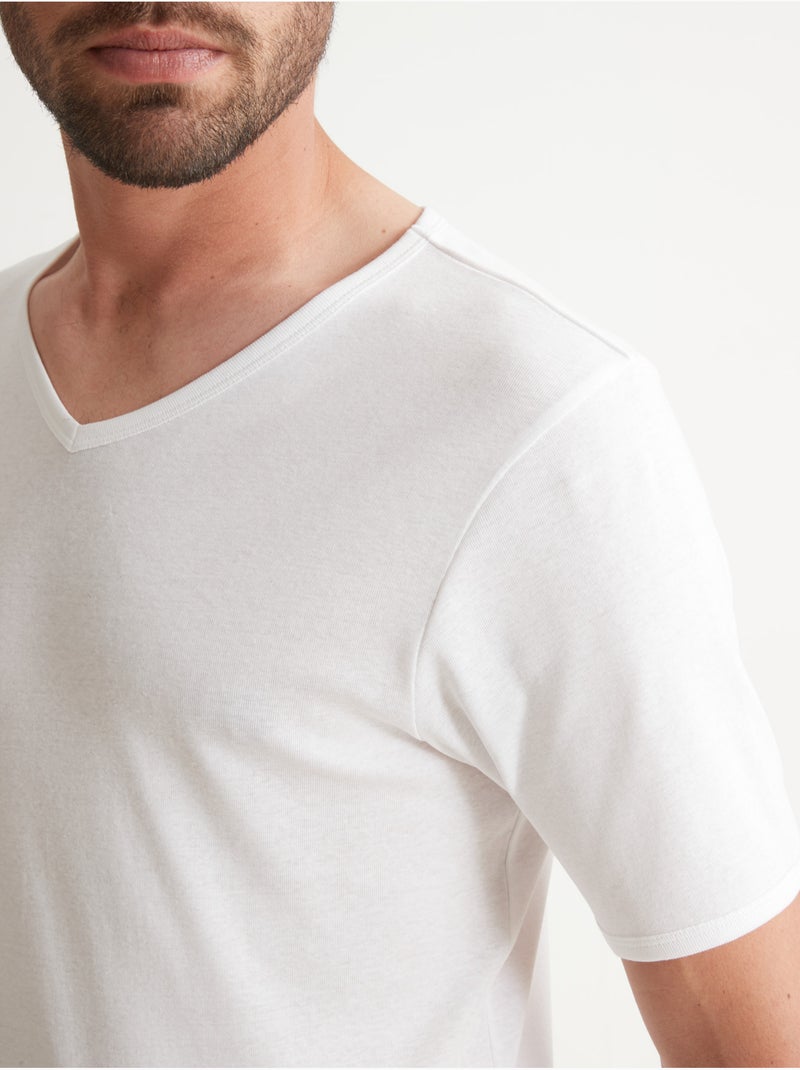 Lot de 3 maillots de corps col V coton - DAXON Blanc Blanc - Kiabi