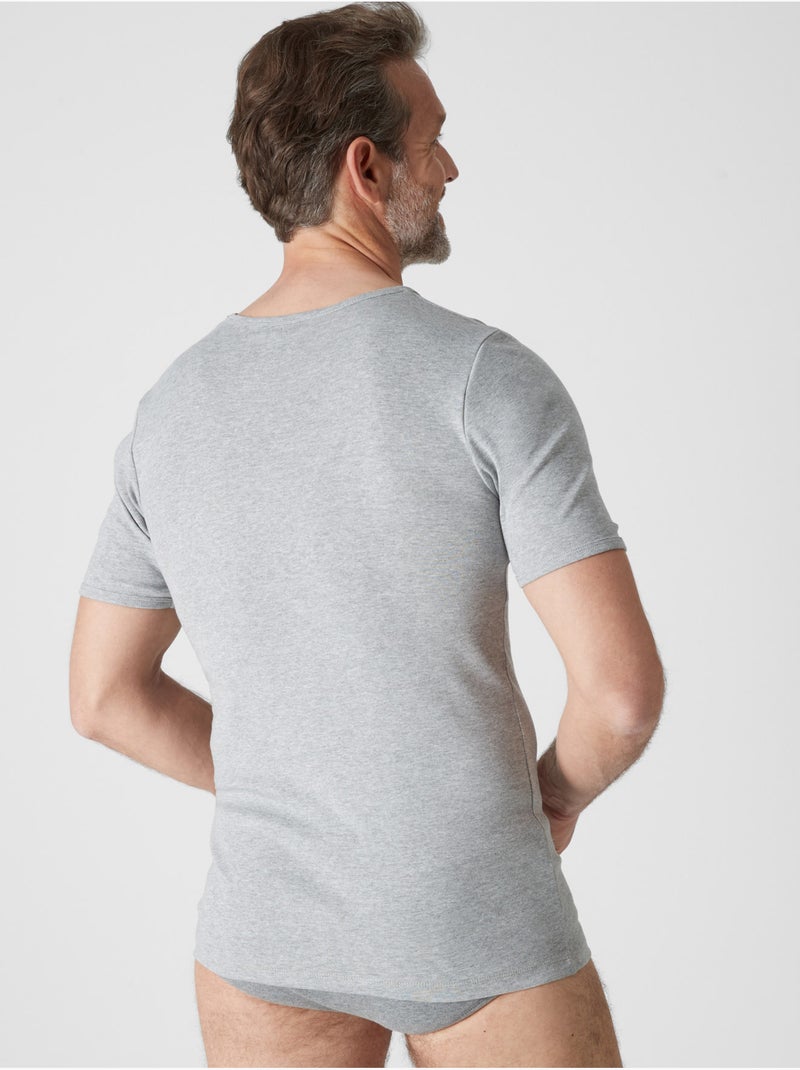 Lot de 3 maillots de corps col V coton - DAXON Gris chiné - Kiabi