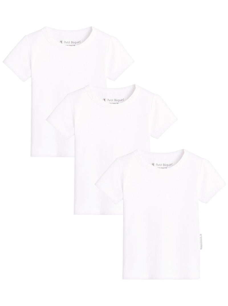 Lot de 3 maillots de corps enfant manches courtes Blanc - Kiabi