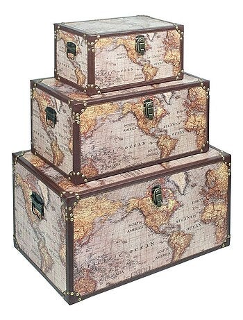 Lot de 3 malles Mappemonde