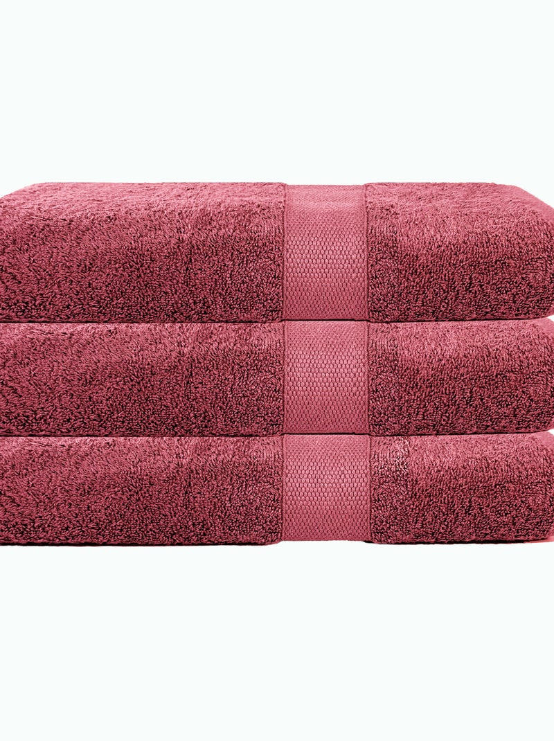 Lot de 3 maxi draps de bain 500 gr/m2 100% coton Bordeaux - Kiabi