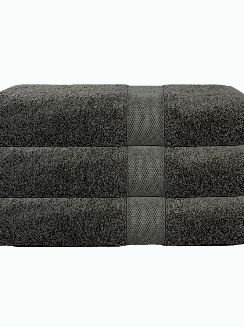Lot de 3 maxi draps de bain 500 gr/m2 100% coton gris anthracite - Kiabi