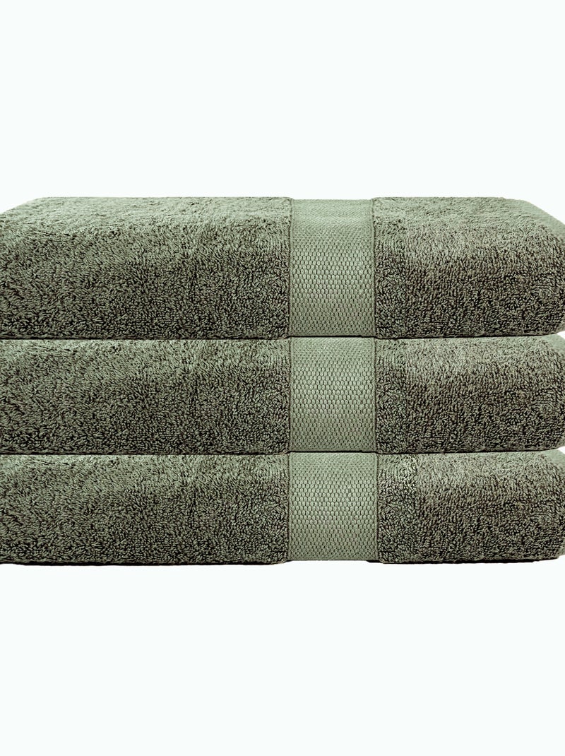 Lot de 3 maxi draps de bain 500 gr/m2 100% coton Vert olive - Kiabi