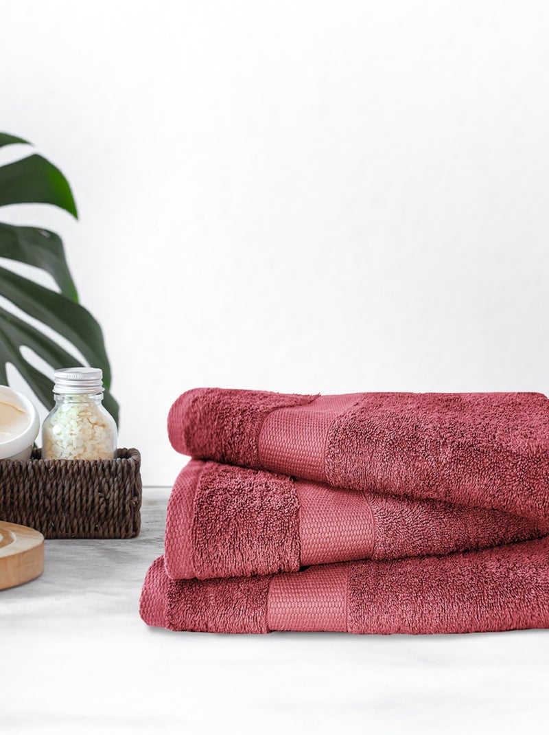 Lot de 3 maxi draps de bain 500 gr/m2 100%coton Bordeaux - Kiabi