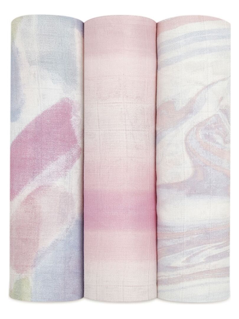 Aden + Anais Lot De 3 Maxi-Langes Silky Soft Grand Format Prélavés Viscose Bambou - Imprimé Stargaze 120x120 Cm