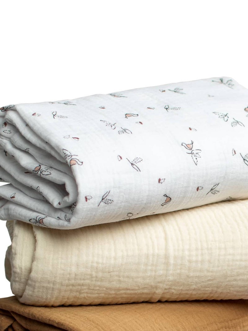 Lot de 3 maxi langes, melody écru et camel SEVIRA KIDS Multicolore - Kiabi
