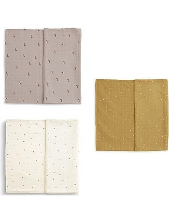10 Langes En Coton Mousseline 70x70 Cm - Certifié Oeko-Tex - Pour Bébé, Doux Et Absorbants - Lot De 5+5 Coloris