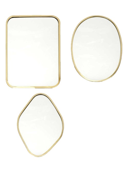 Lot de 3 miroirs avec contours en métal - Kiabi