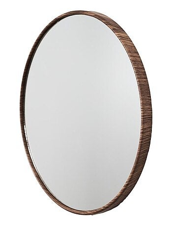 Lot de 3 miroirs diam 26cm effet bois