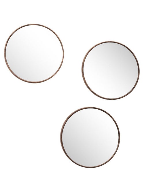 Lot de 3 miroirs diam 26cm effet bois - Kiabi