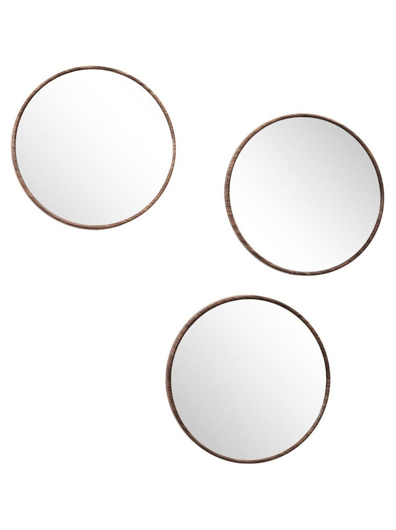 Lot de 3 miroirs diam 26cm effet bois Marron - Kiabi